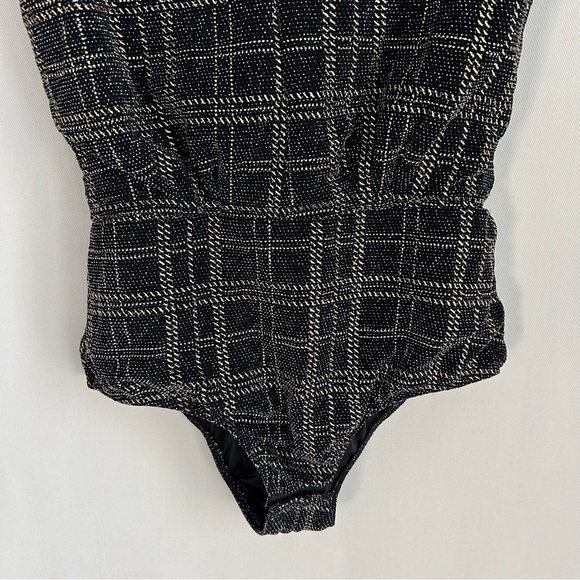BO.BO Bourgeois Boheme ~Gold Metallic Plaid Bodysuit - Picture 4 of 13